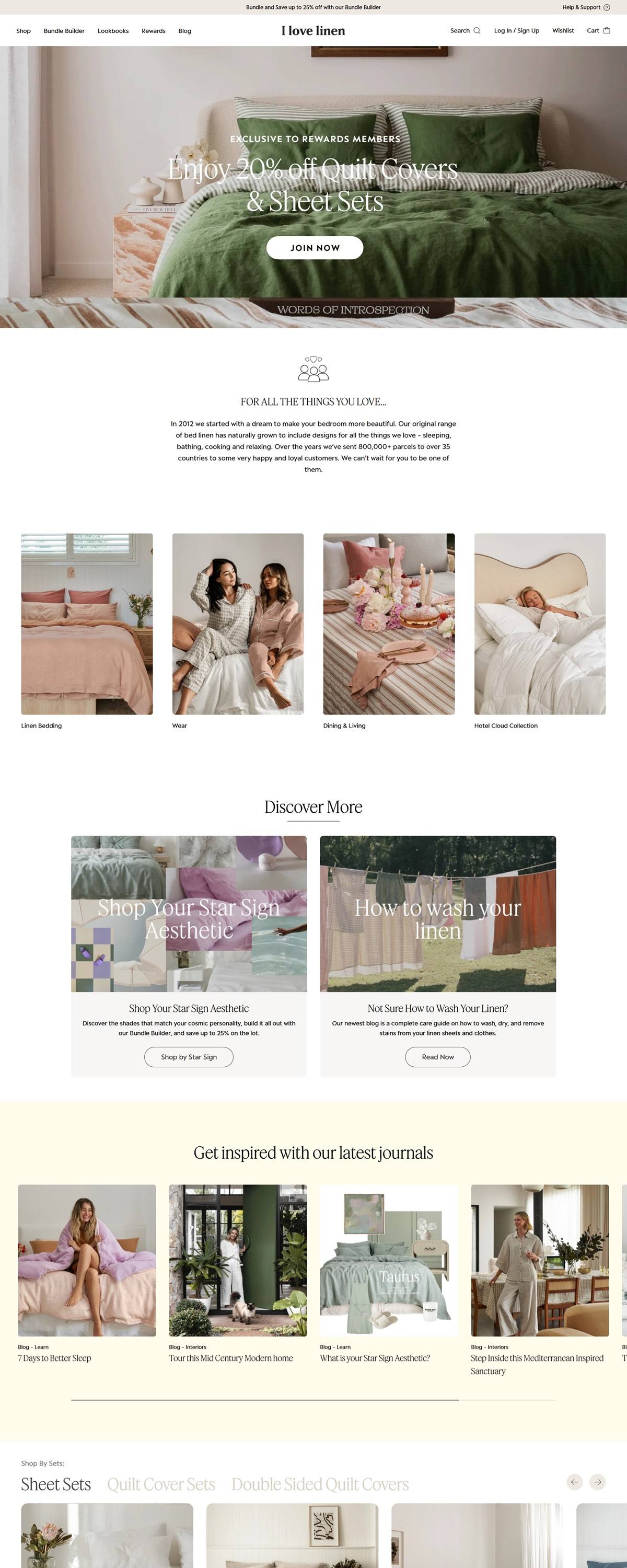 eCommerce website: I Love Linen