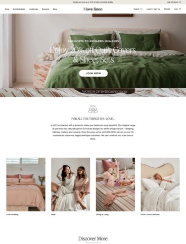 eCommerce website: I Love Linen