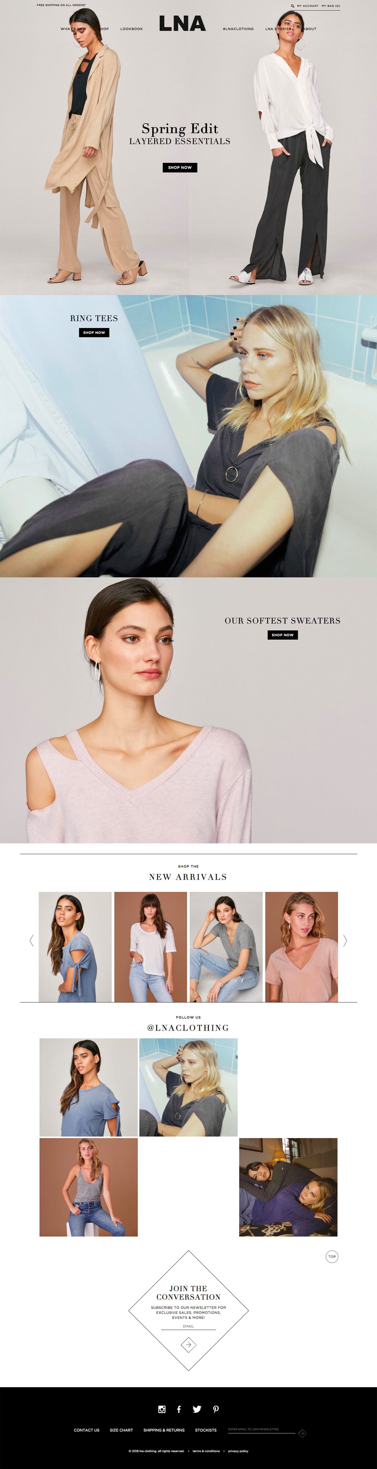 eCommerce website: LNA Clothing