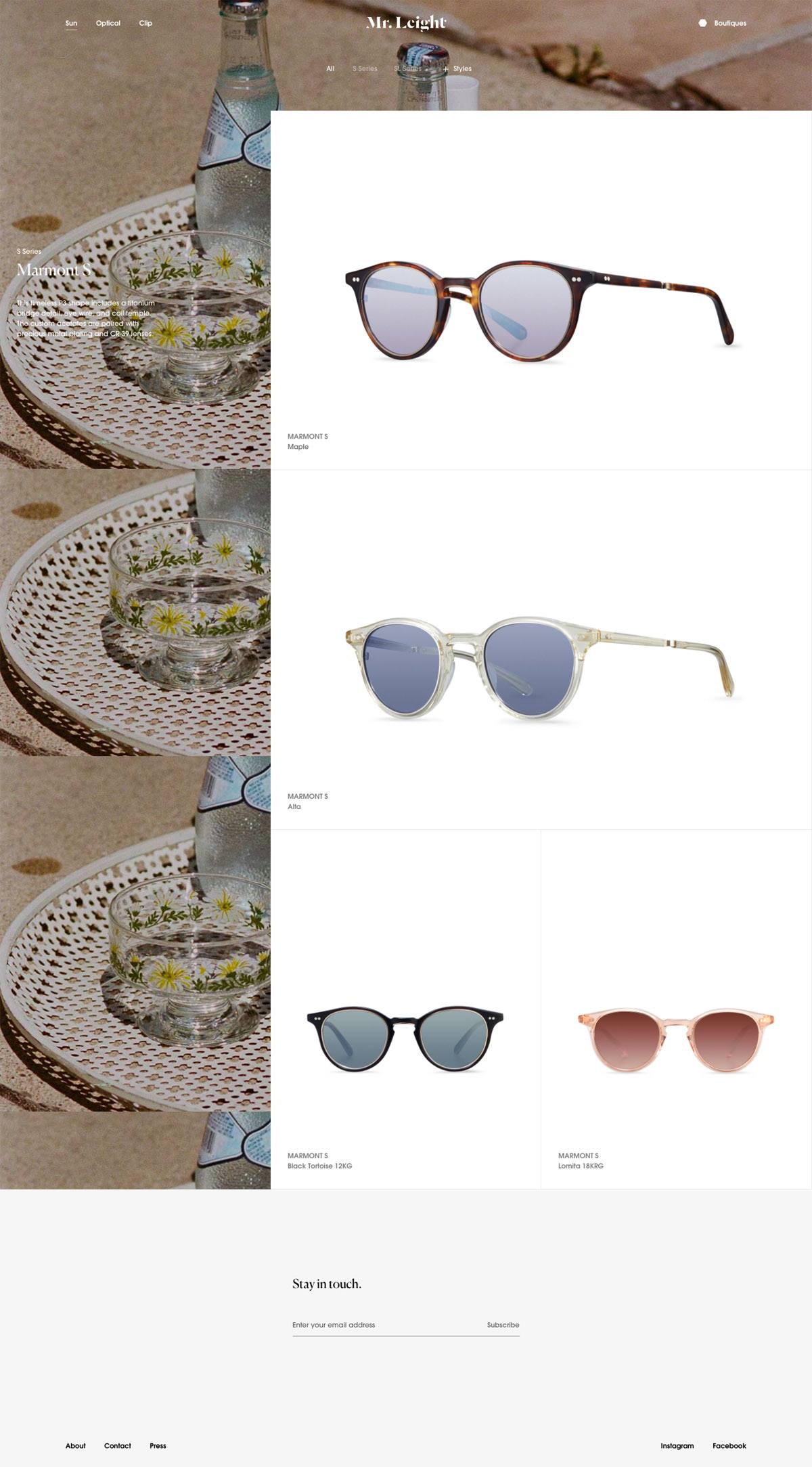 eCommerce website: Mr. Leight