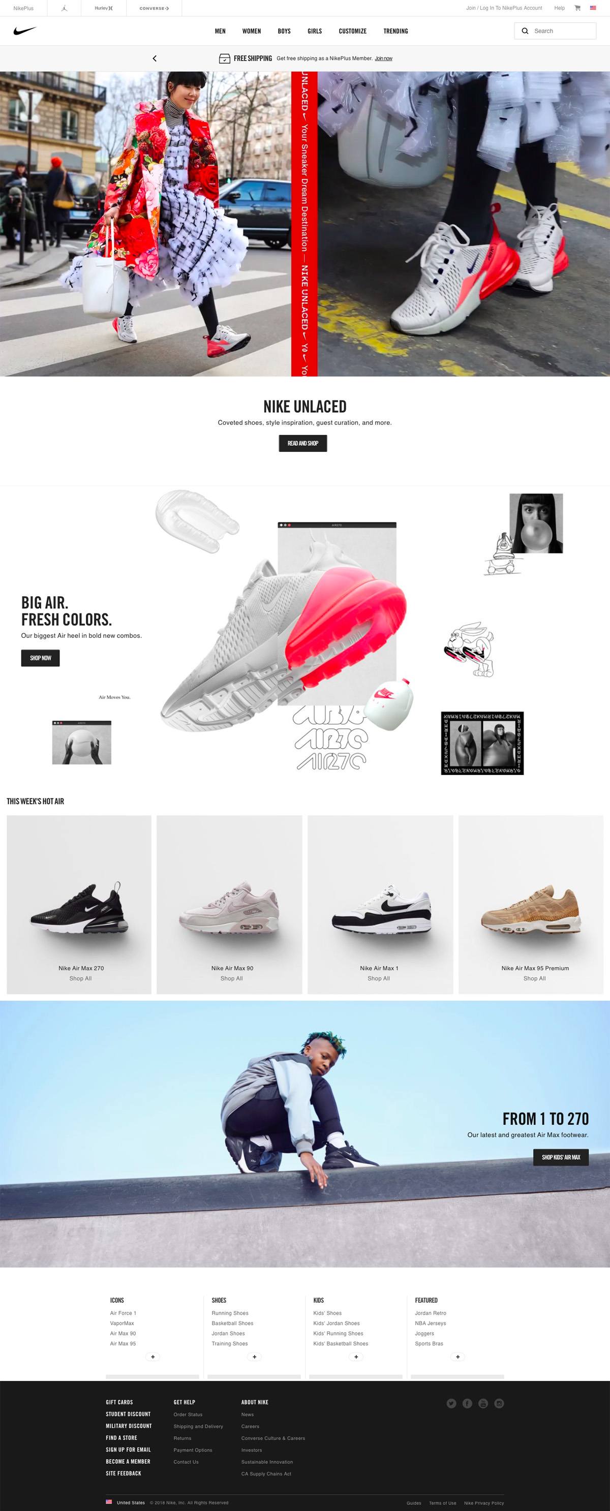 eCommerce website: Nike