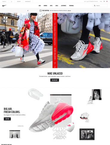 eCommerce website: Nike