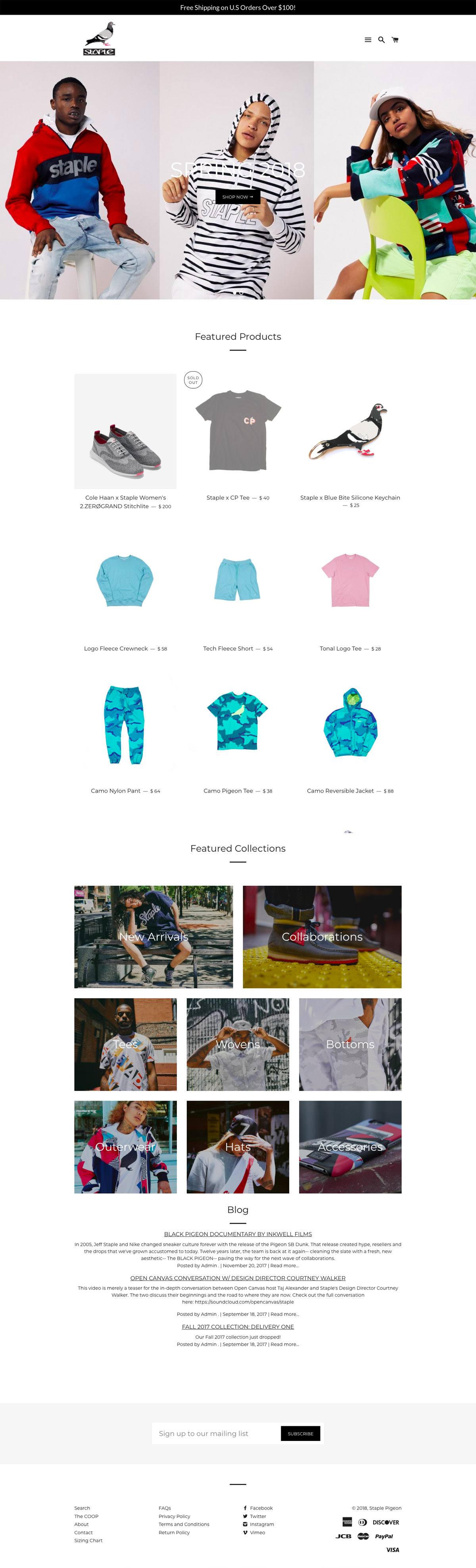 eCommerce website: Staple Pigeon