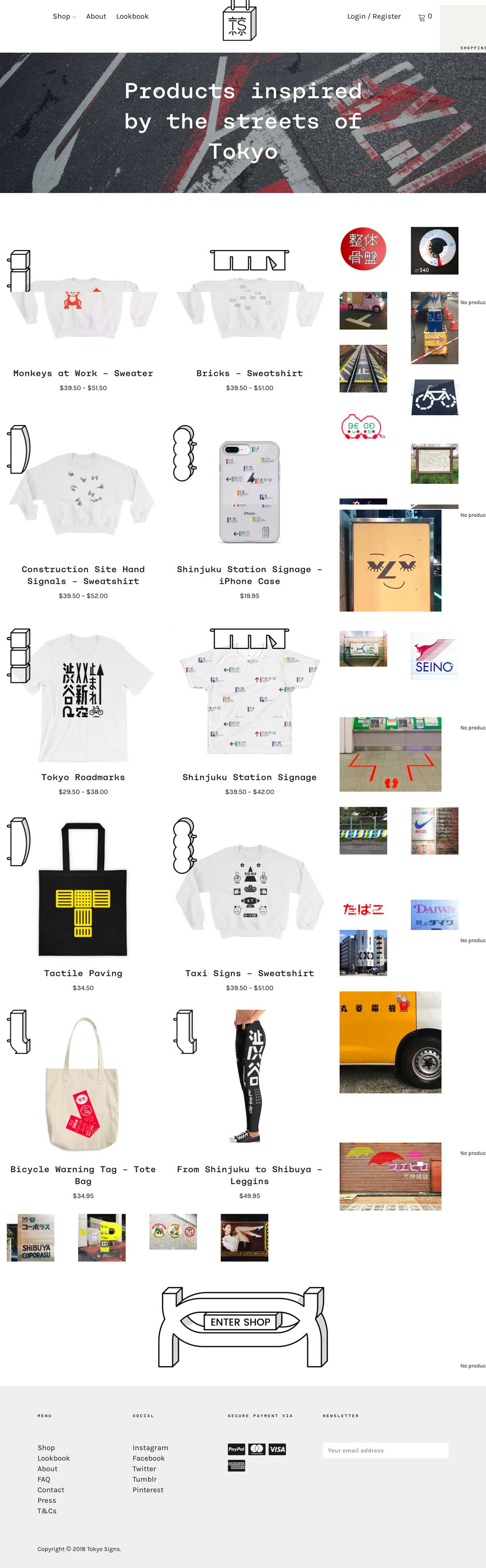 eCommerce website: Tokyo Signs