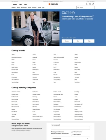 eCommerce website: Zalando
