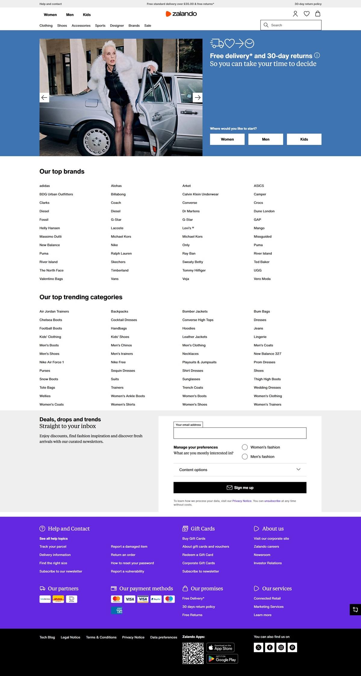 eCommerce website: Zalando
