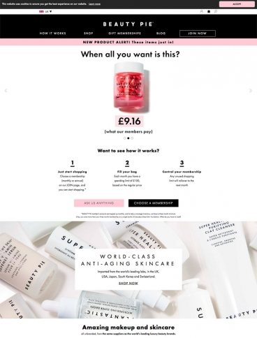 eCommerce website: Beauty Pie