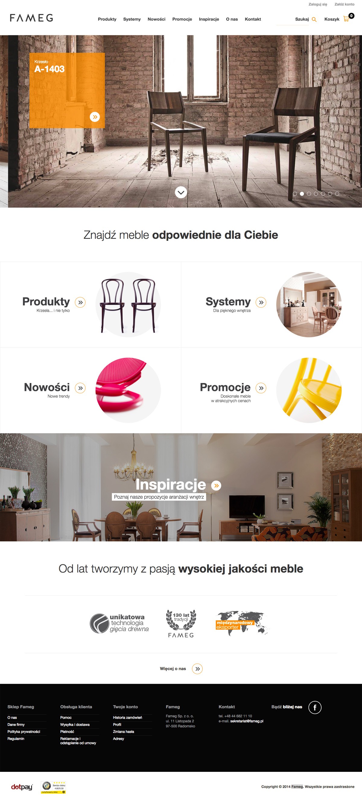 eCommerce website: Fameg