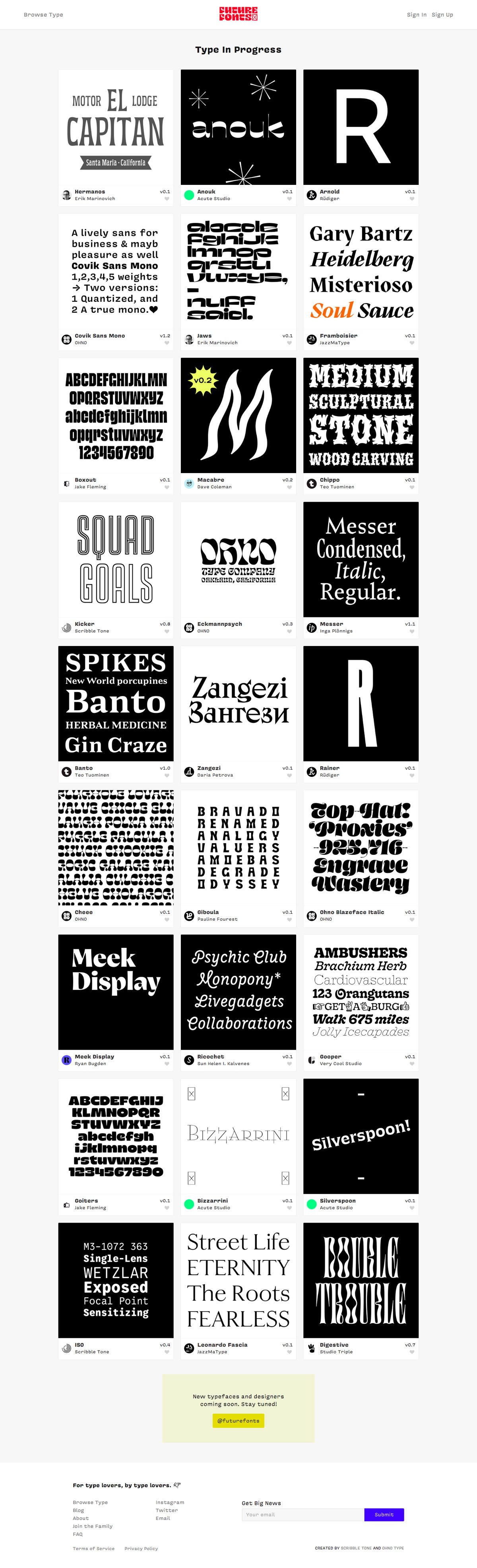 eCommerce website: Future Fonts