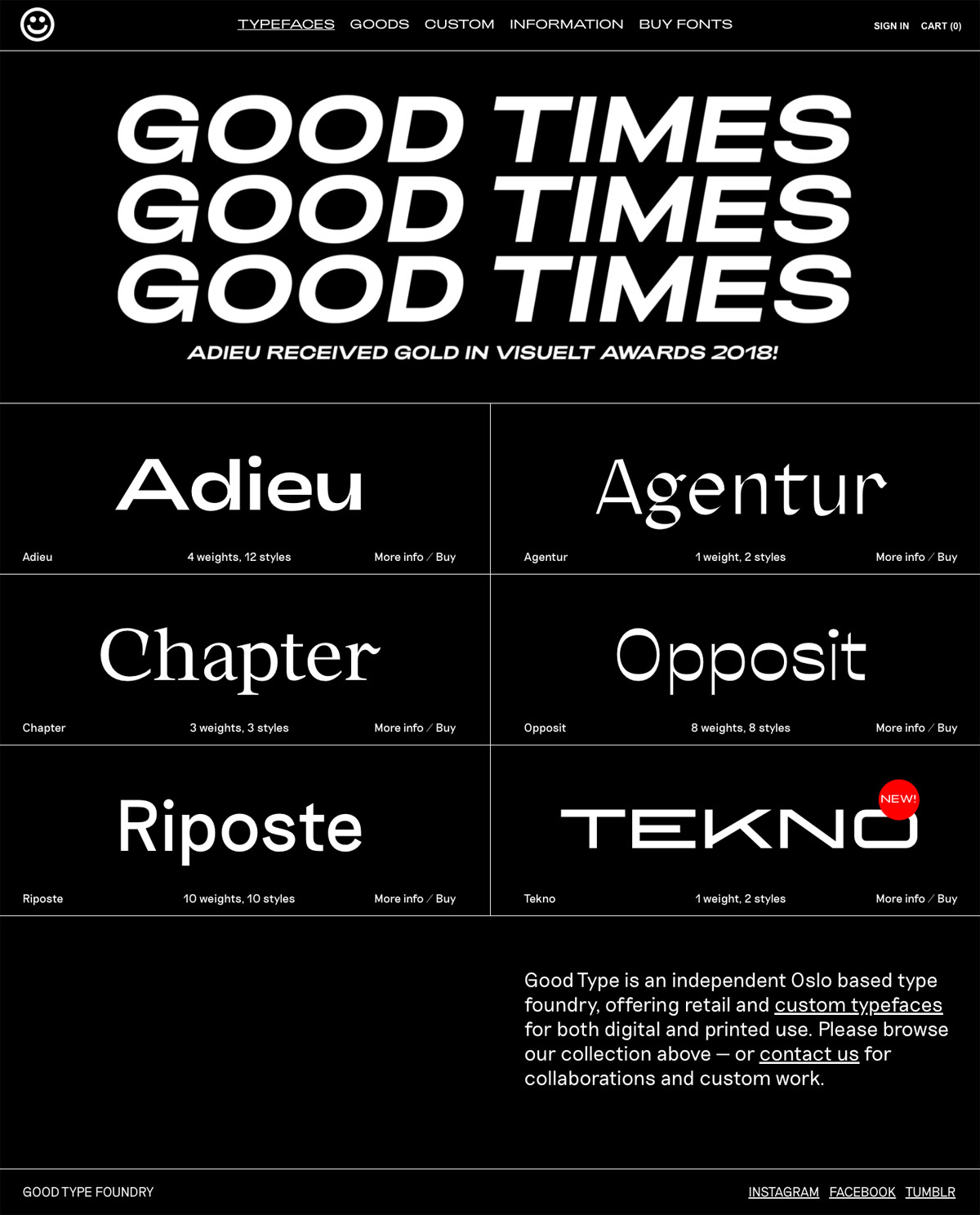 eCommerce website: Good Type Foundry