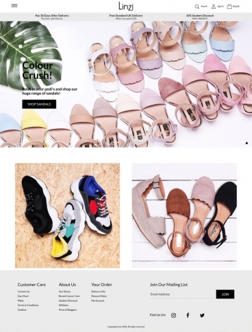 eCommerce website: Linzi