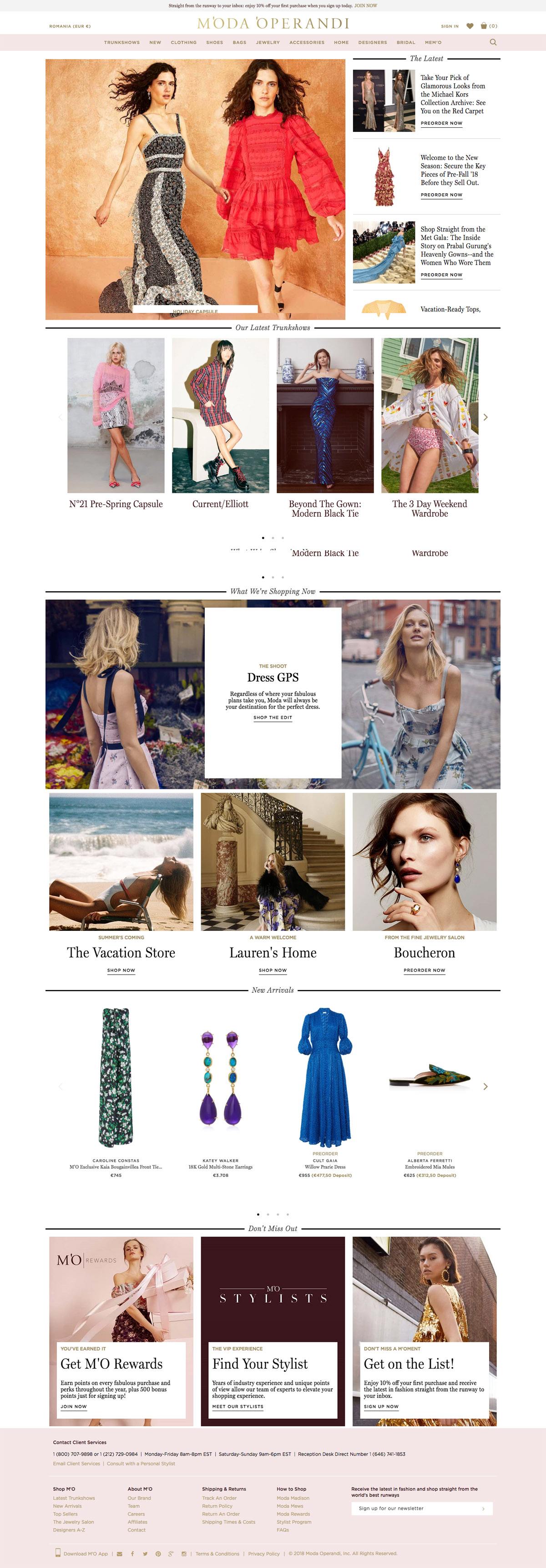eCommerce website: Moda Operandi
