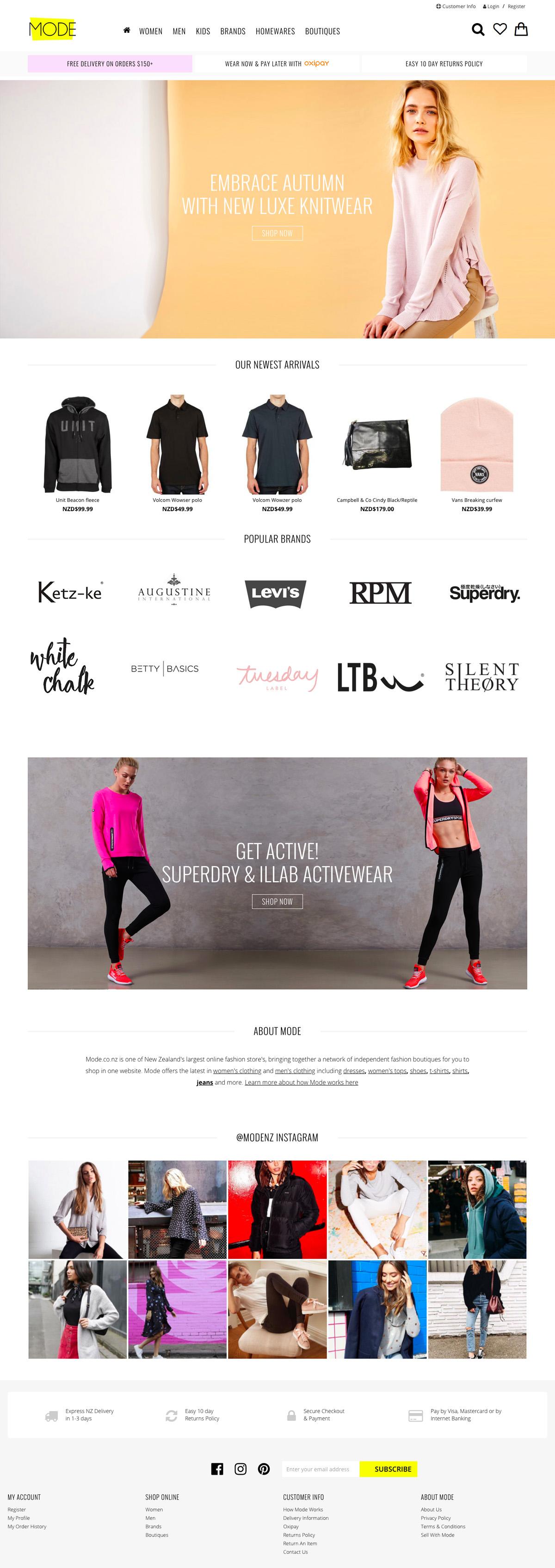 eCommerce website: Mode NZ