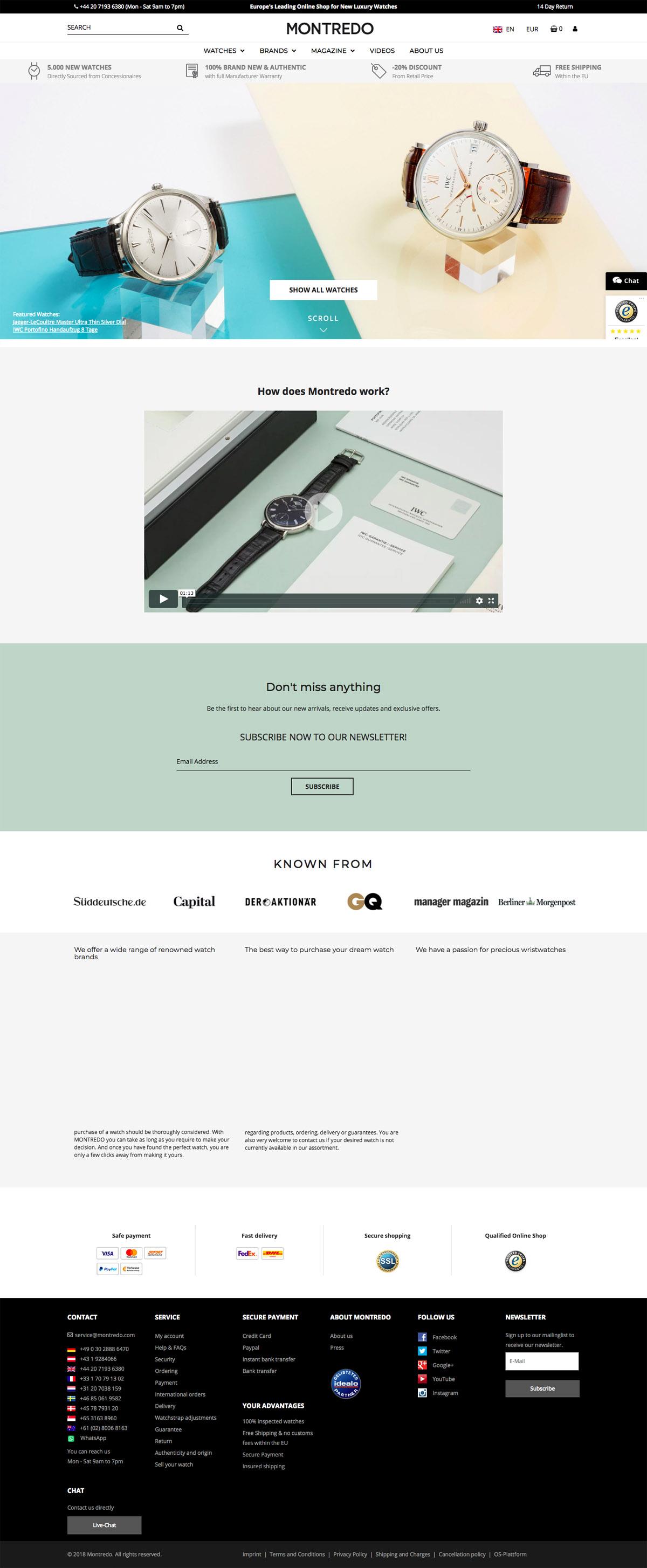 eCommerce website: Montredo