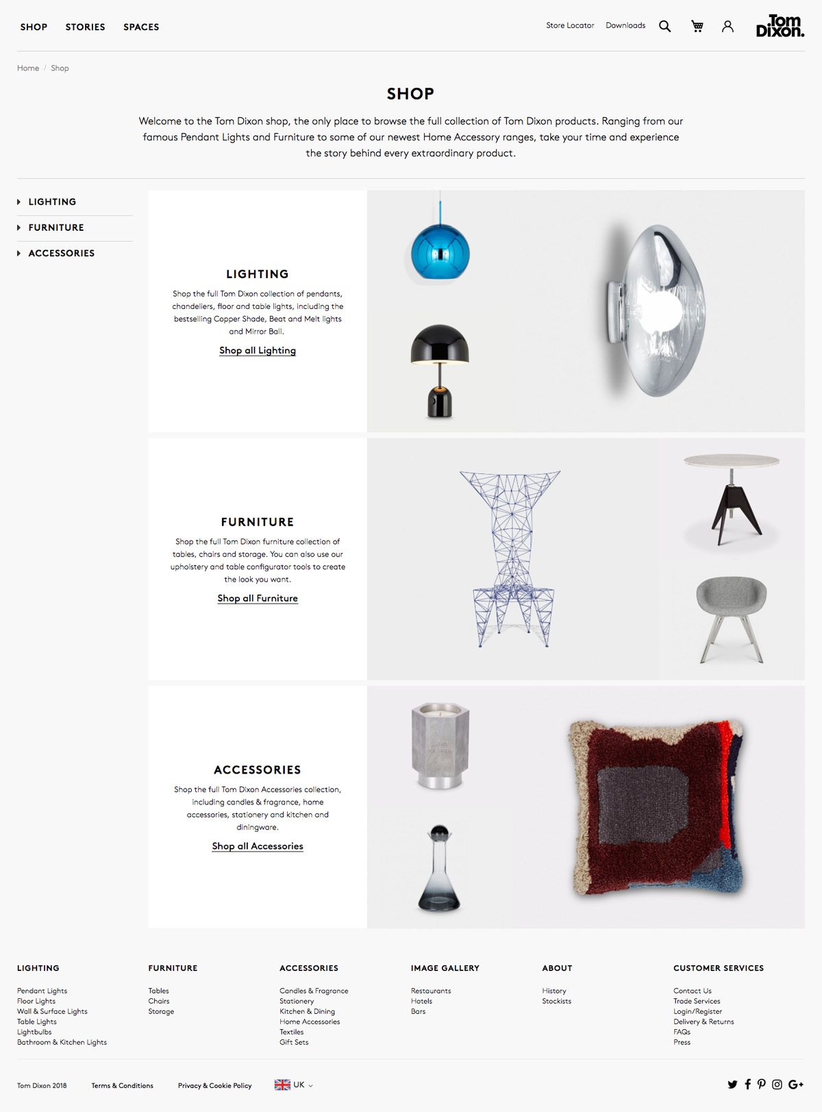 eCommerce website: Tom Dixon Studio