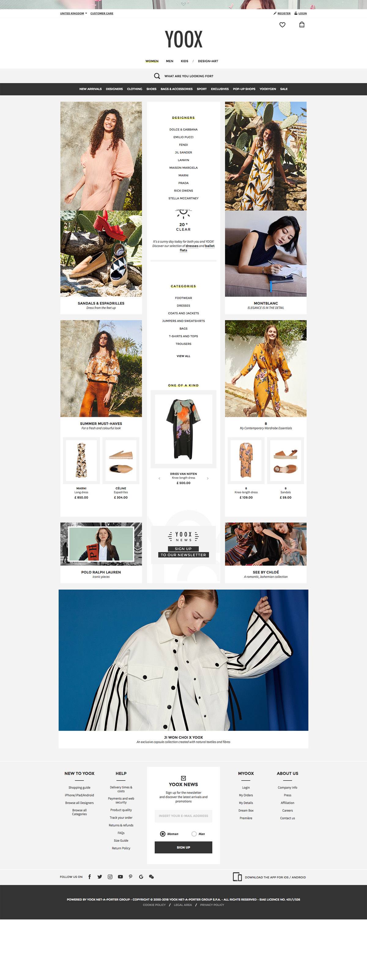 eCommerce website: YOOX