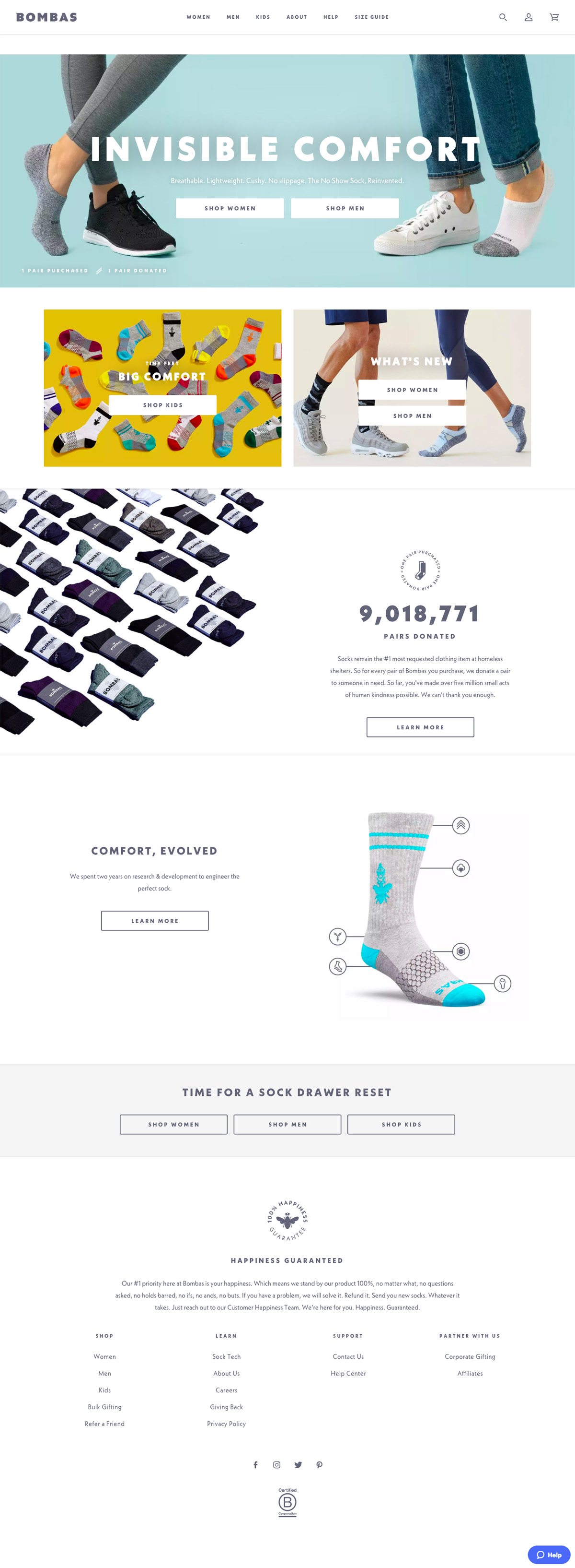 eCommerce website: Bombas