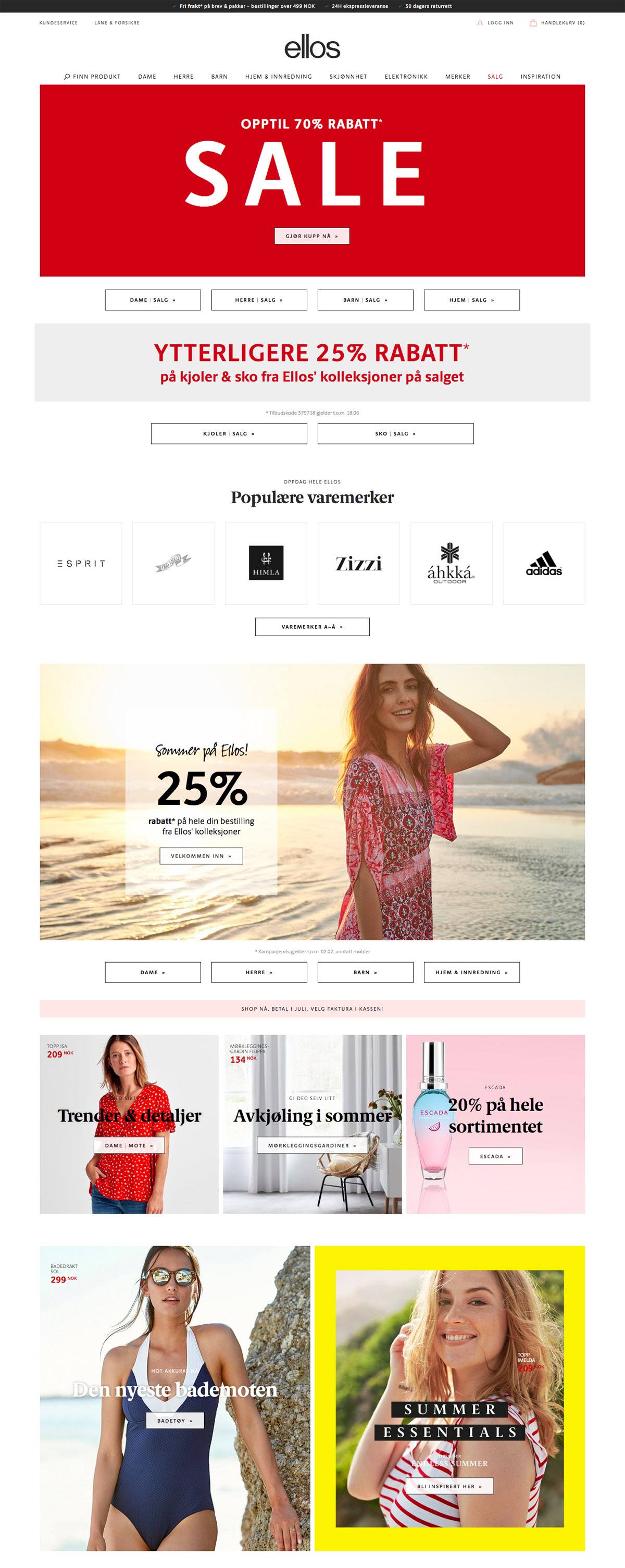 eCommerce website: Ellos