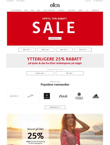 eCommerce website: Ellos