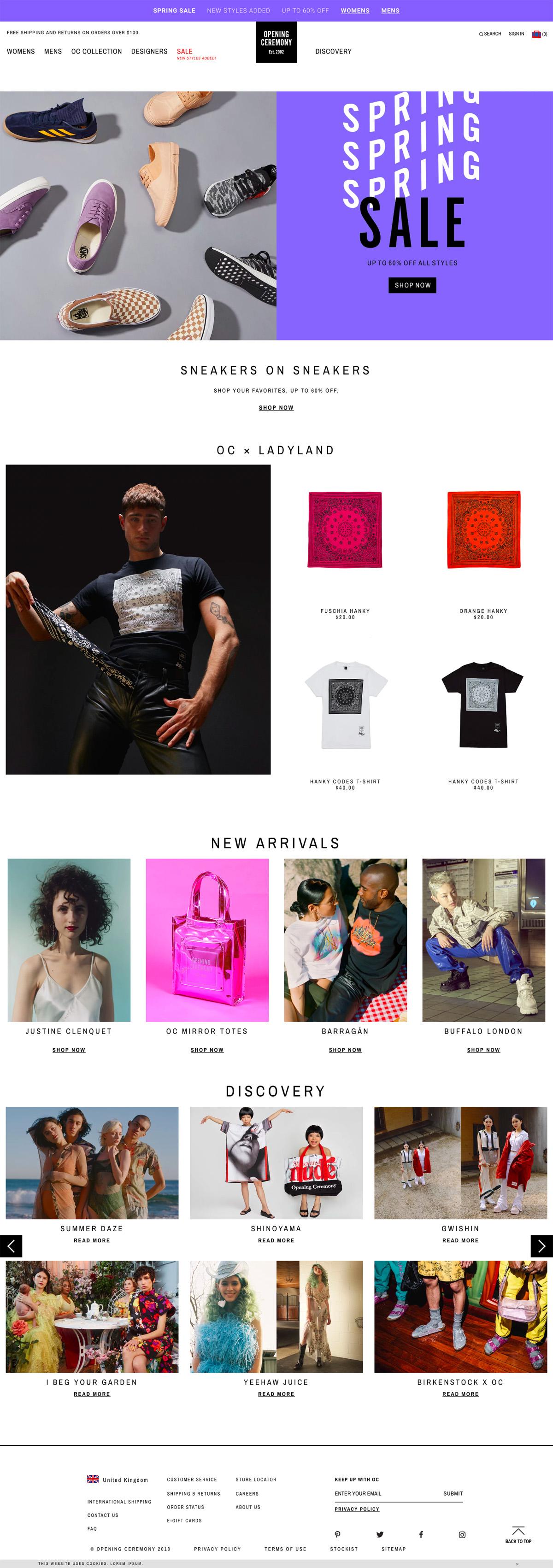 eCommerce website: Opening Ceremony