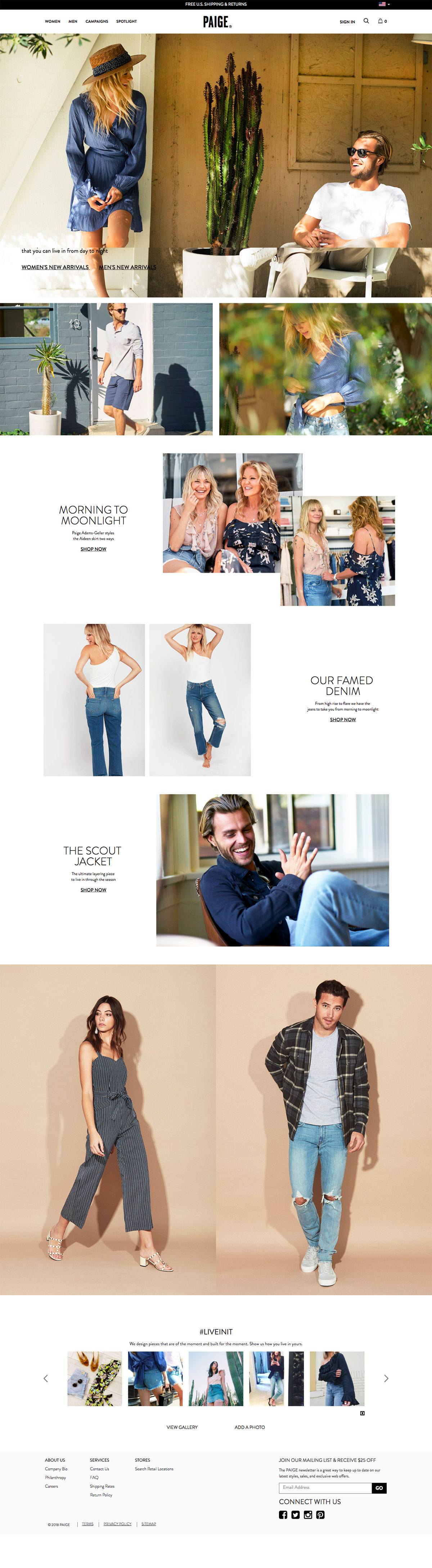 eCommerce website: PAIGE
