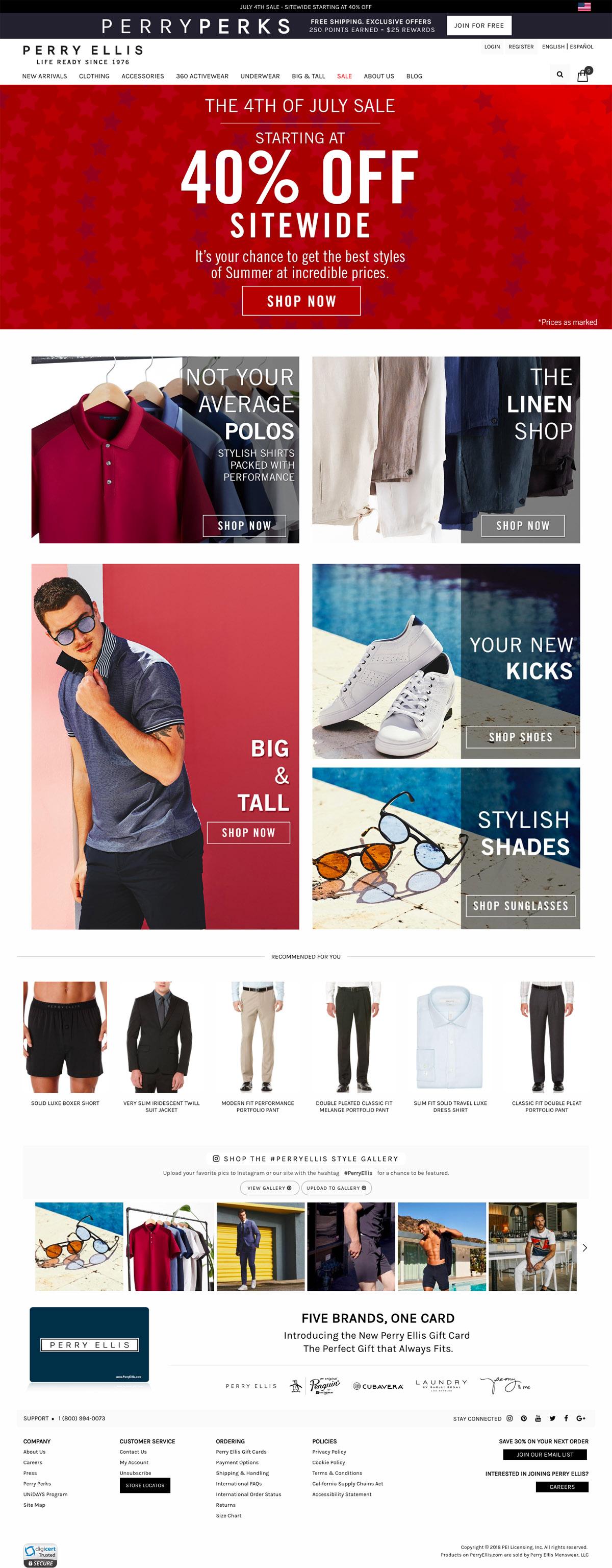eCommerce website: Perry Ellis