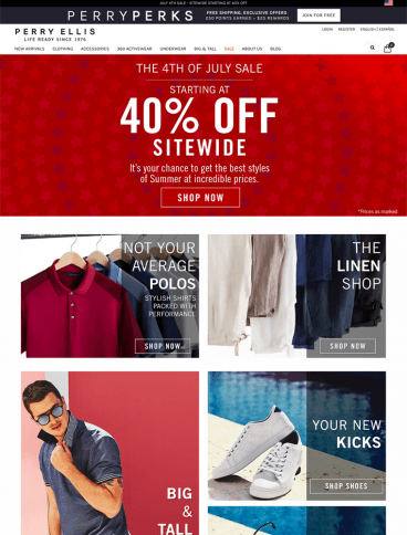 eCommerce website: Perry Ellis