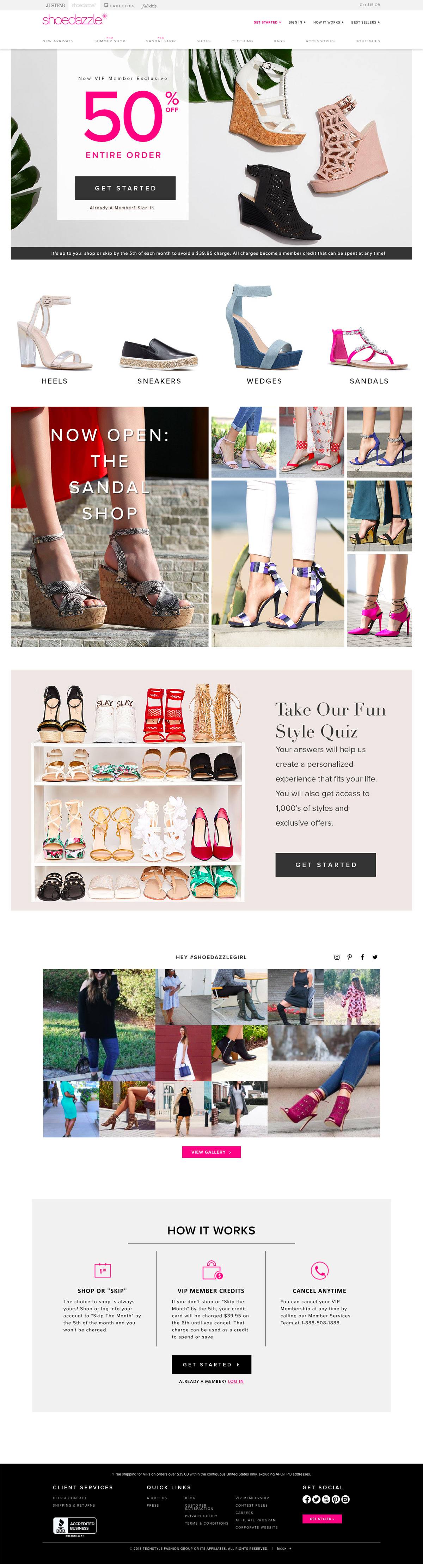 eCommerce website: ShoeDazzle