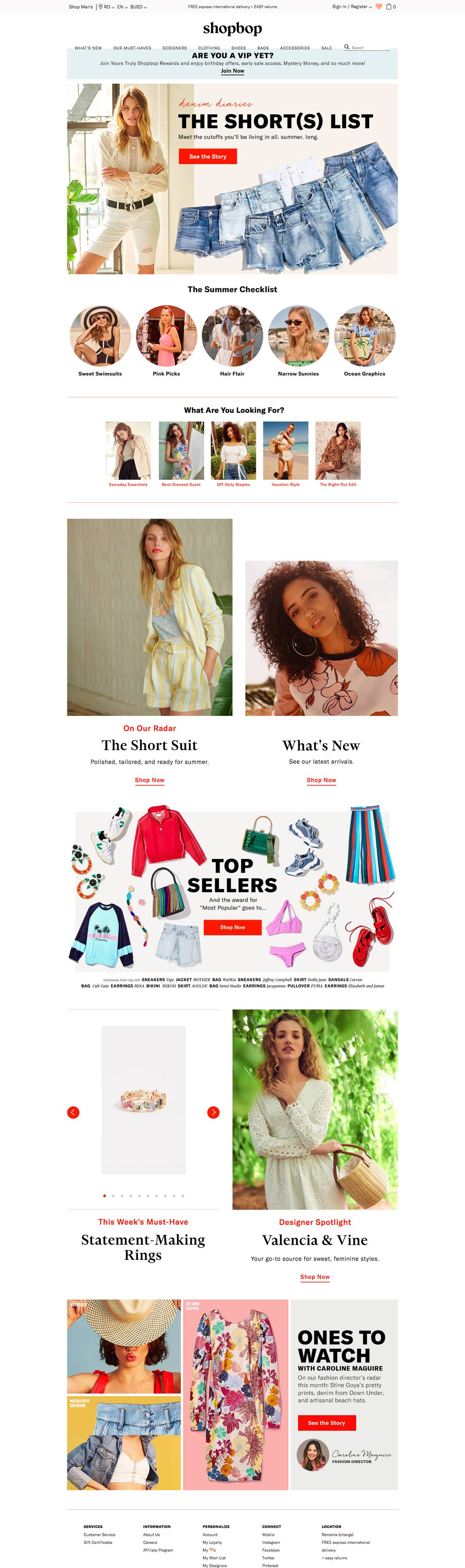 eCommerce website: Shopbop