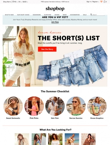 eCommerce website: Shopbop