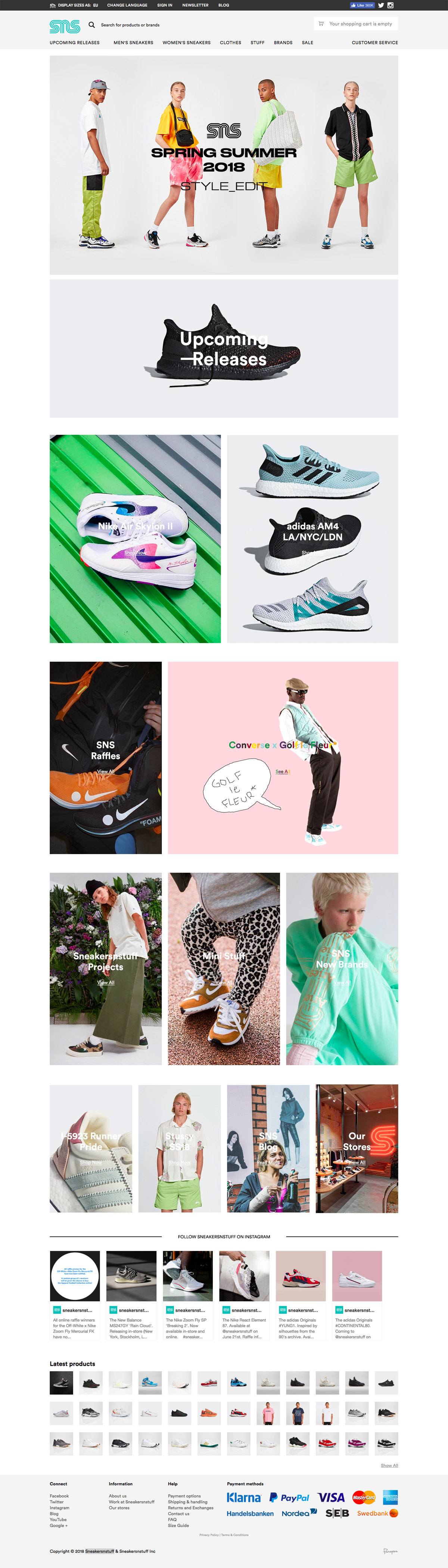 eCommerce website: Sneakersnstuff