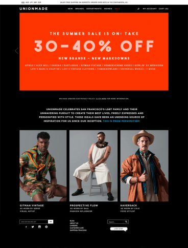 eCommerce website: UNIONMADE