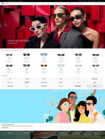 eCommerce website: Sunglass Hut