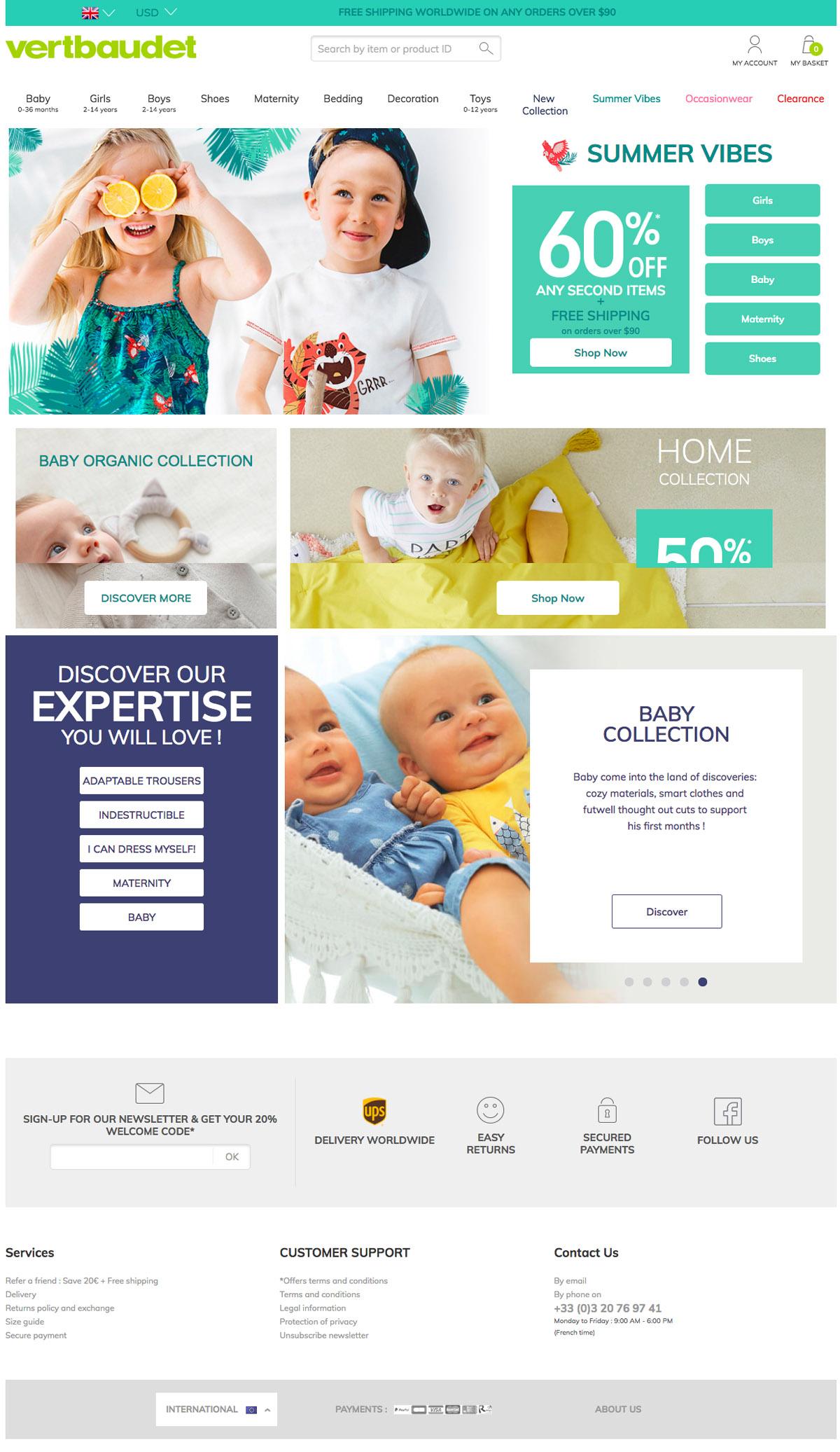 eCommerce website: VERTBAUDET