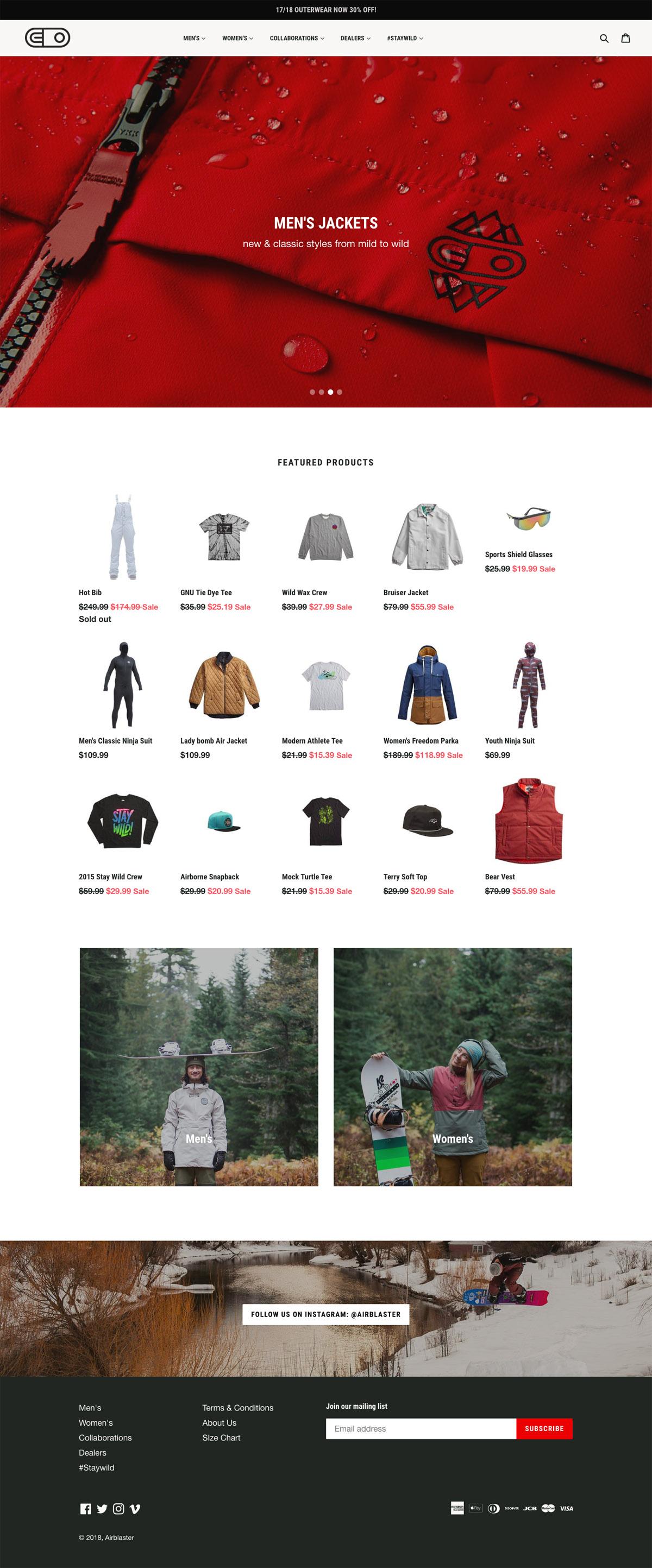 eCommerce website: Airblaster