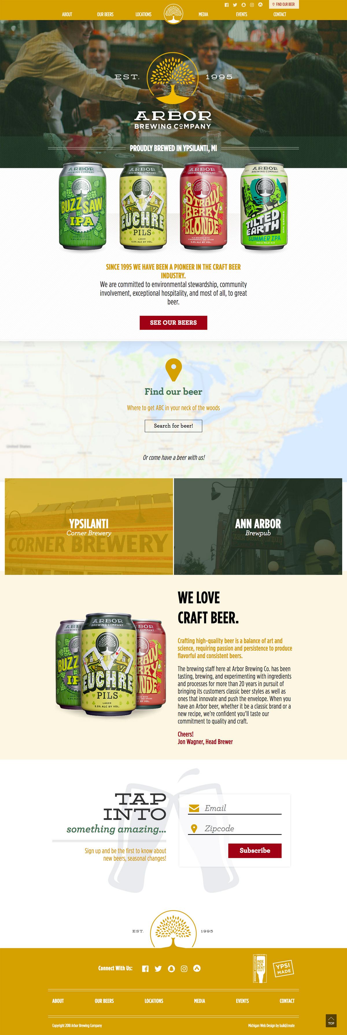 eCommerce website: Arbor Brewing Co.