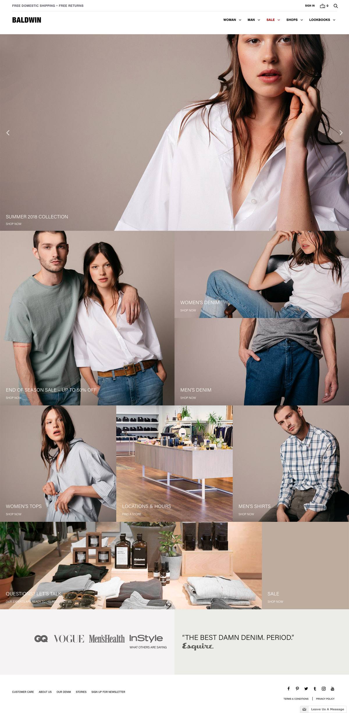 eCommerce website: BALDWIN