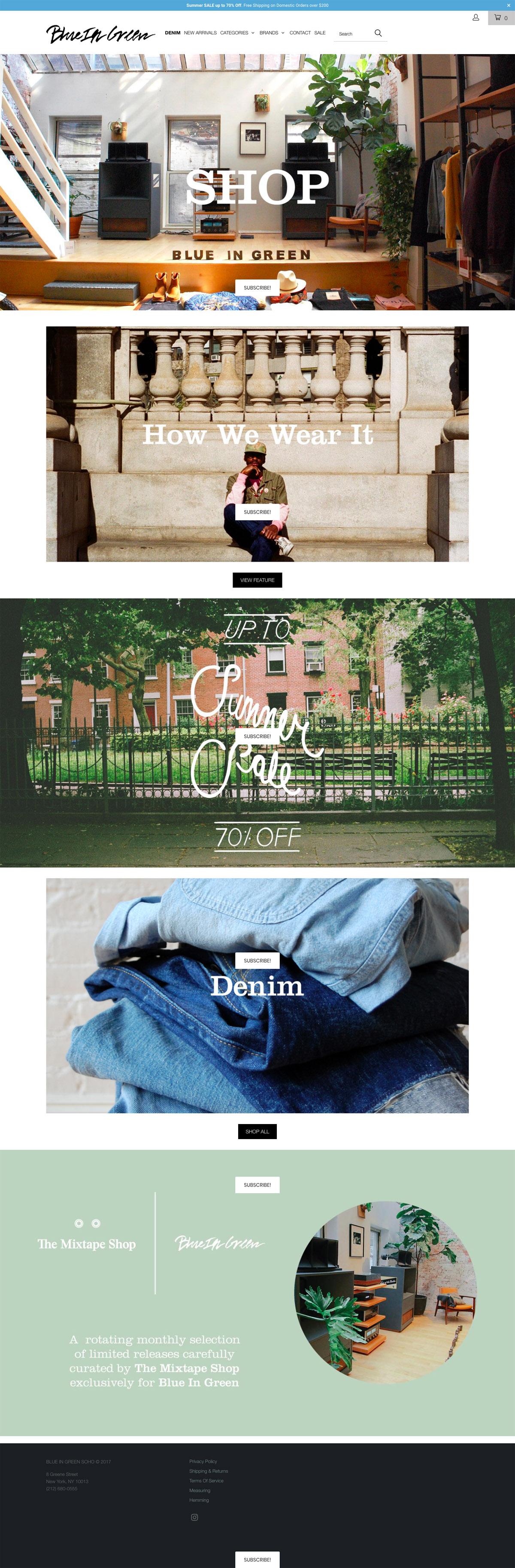 eCommerce website: Blue In Green