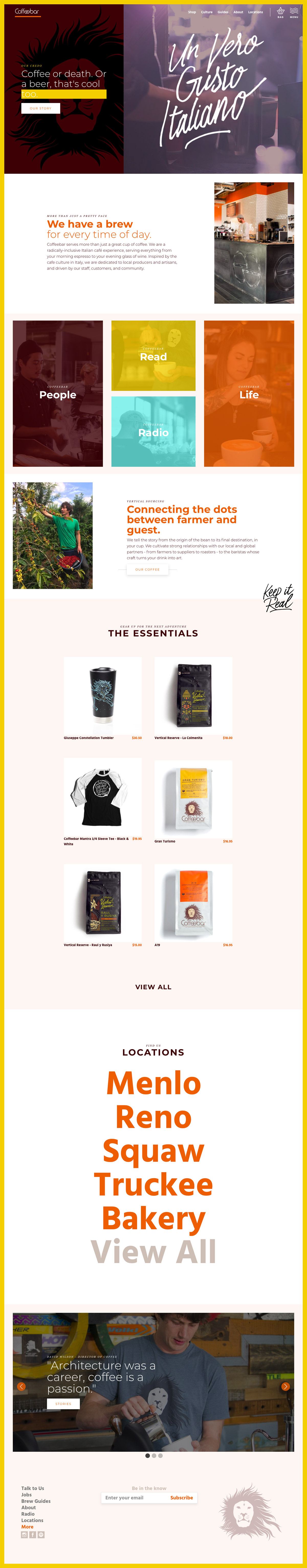 eCommerce website: Coffeebar Reno