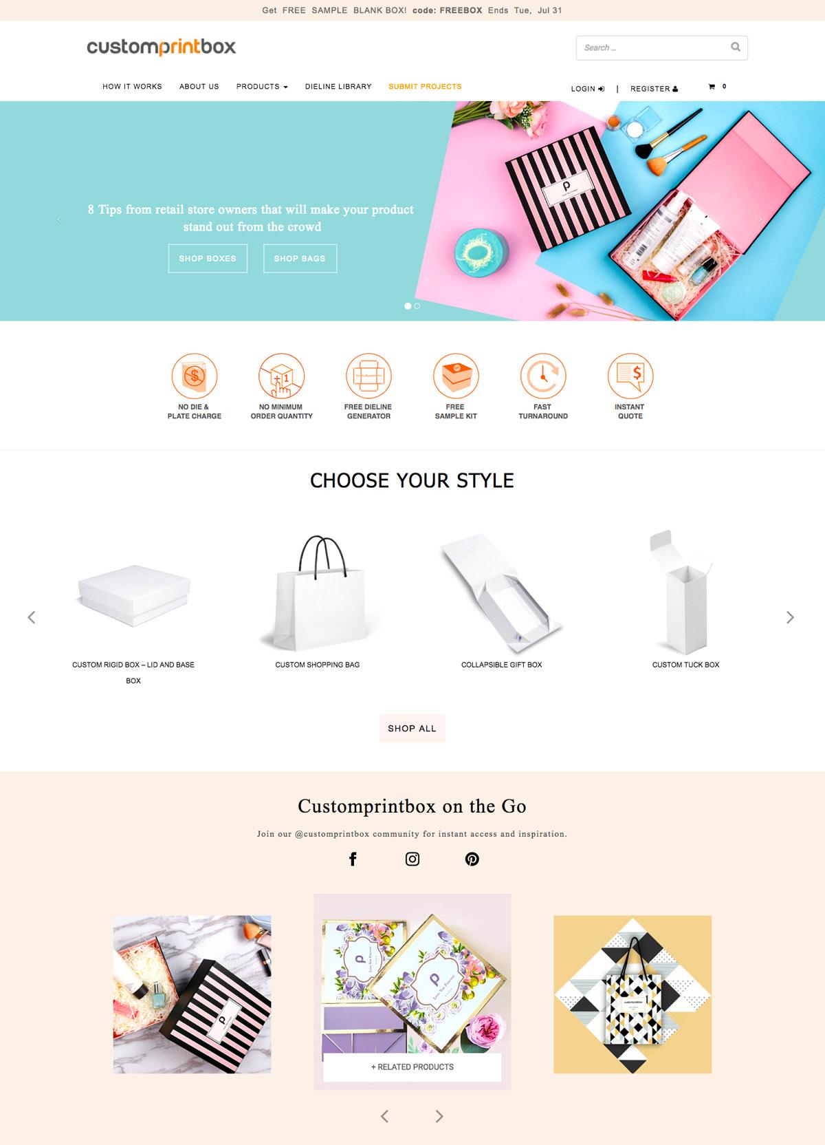 eCommerce website: Customprintbox