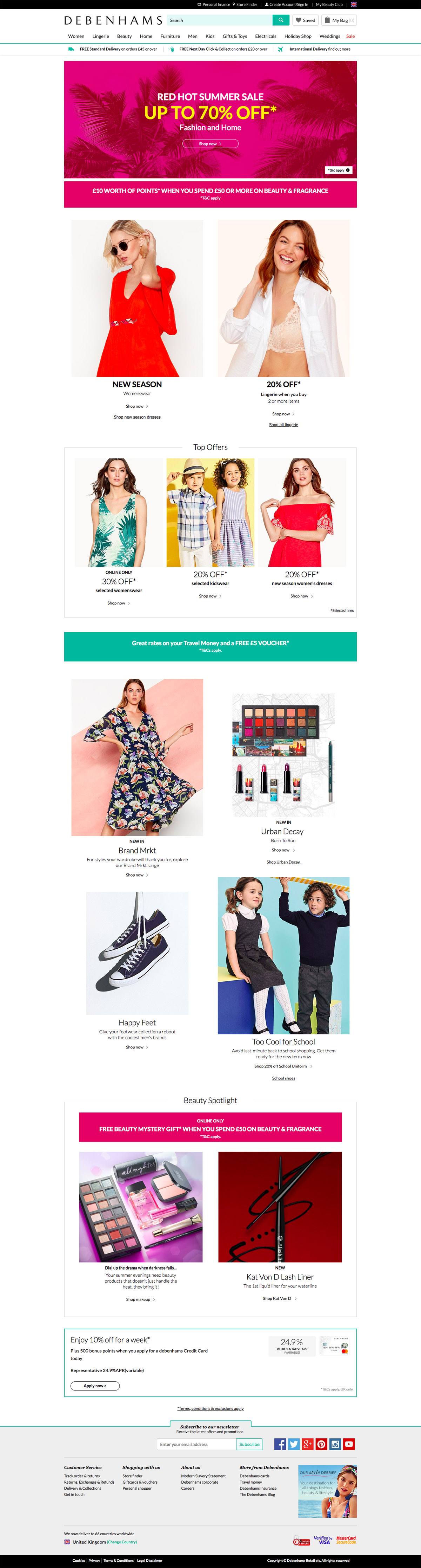 eCommerce website: Debenhams