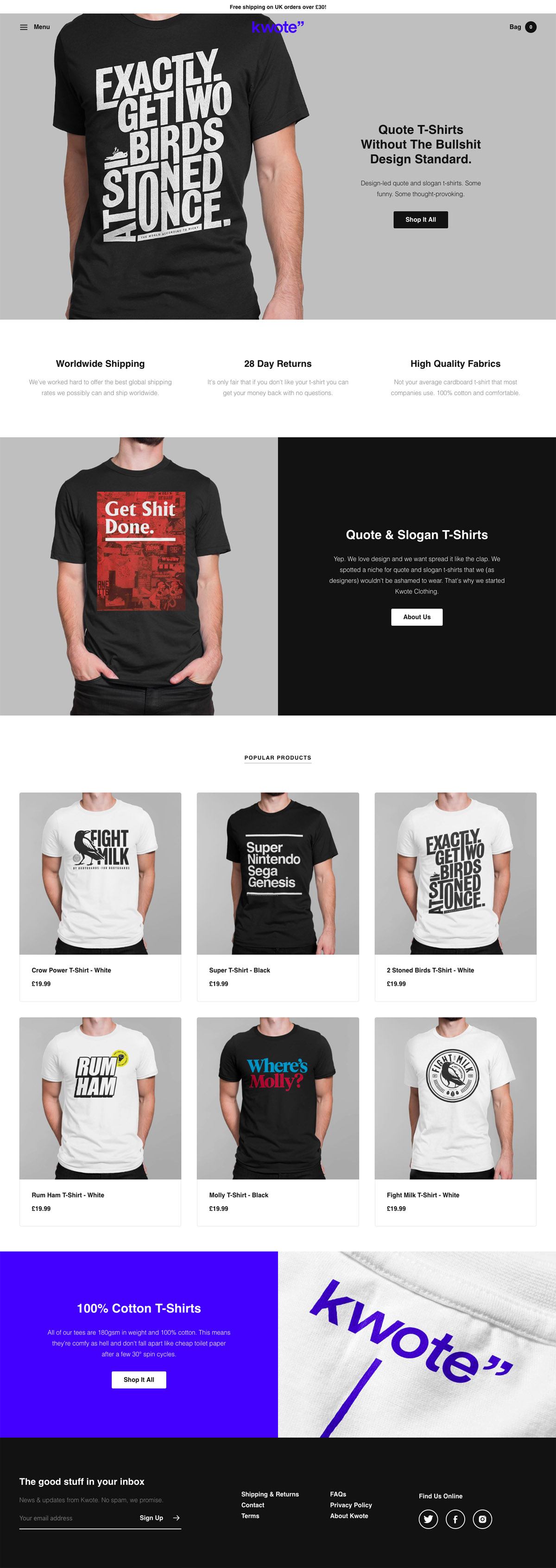 eCommerce website: Kwote Clothing