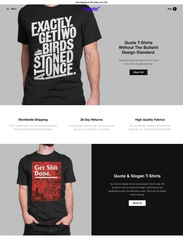 eCommerce website: Kwote Clothing