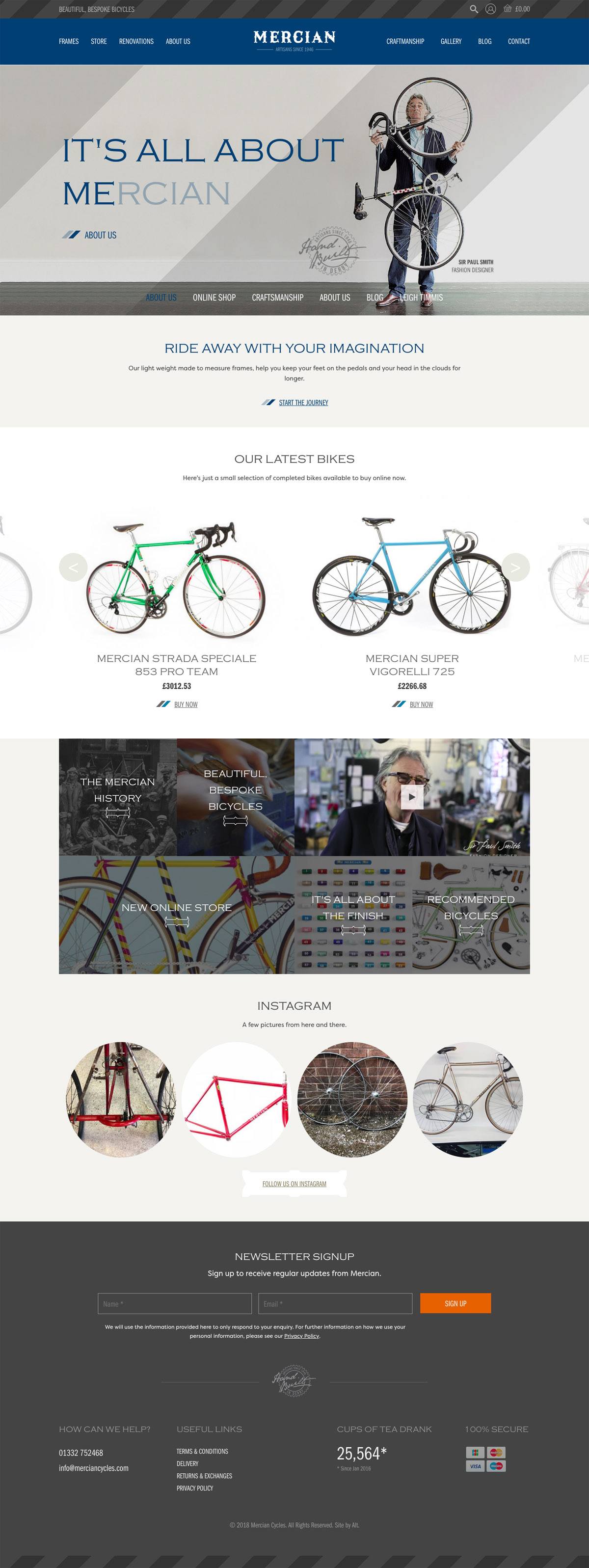 eCommerce website: Mercian Cycles