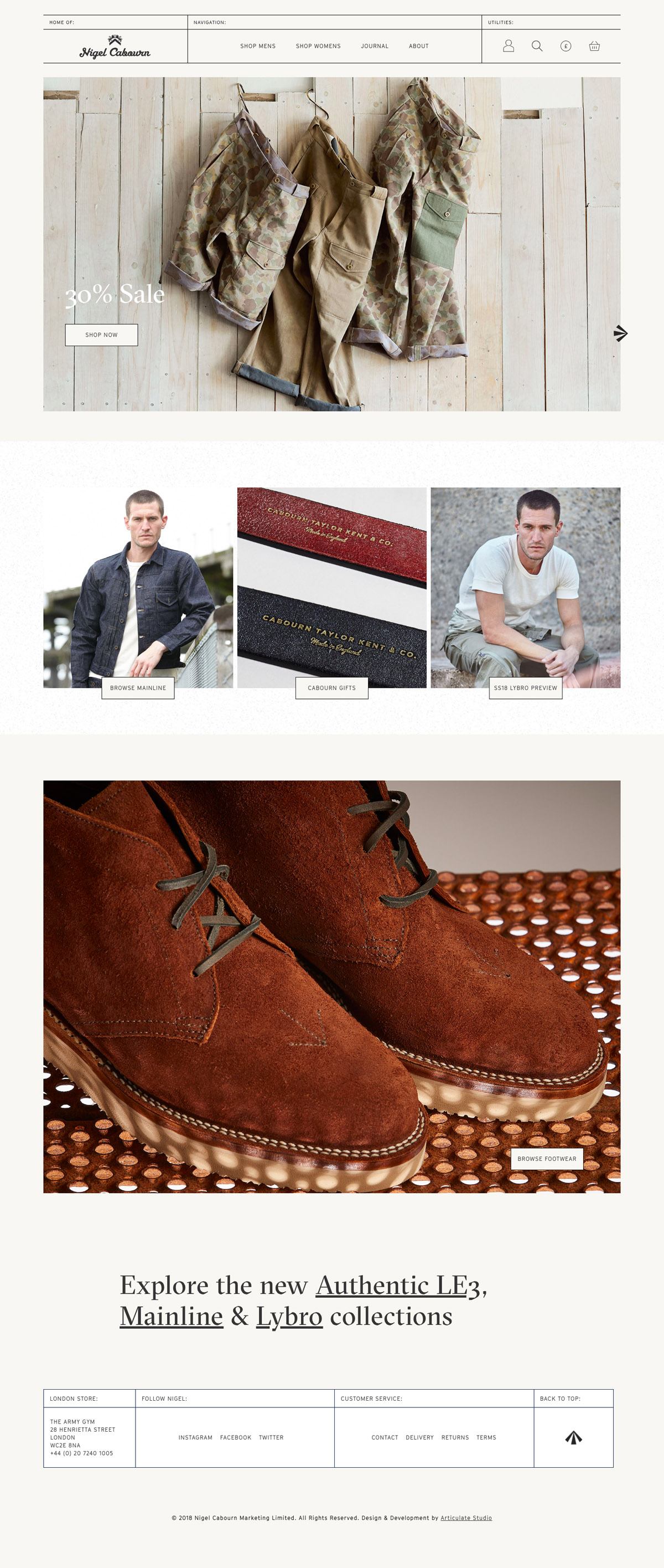 eCommerce website: Nigel Cabourn