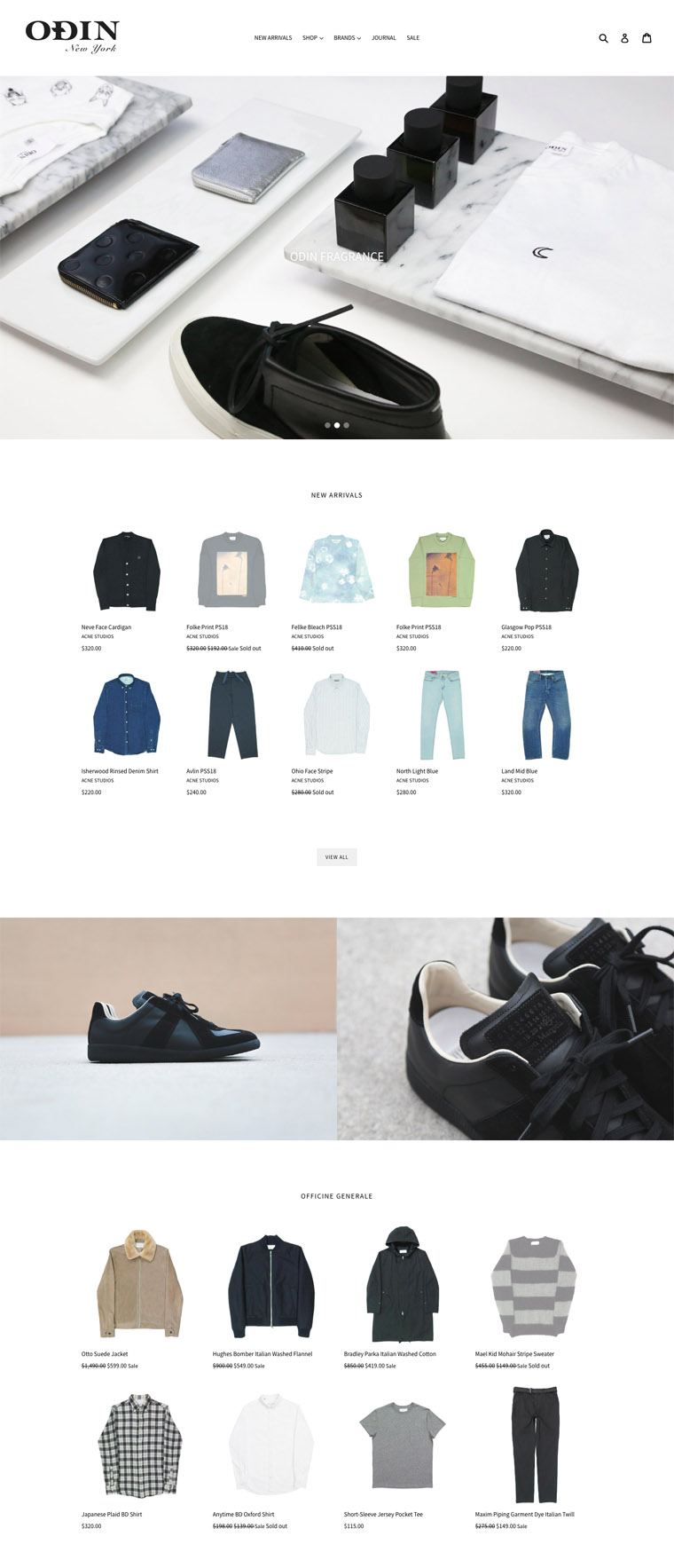 eCommerce website: Odin New York