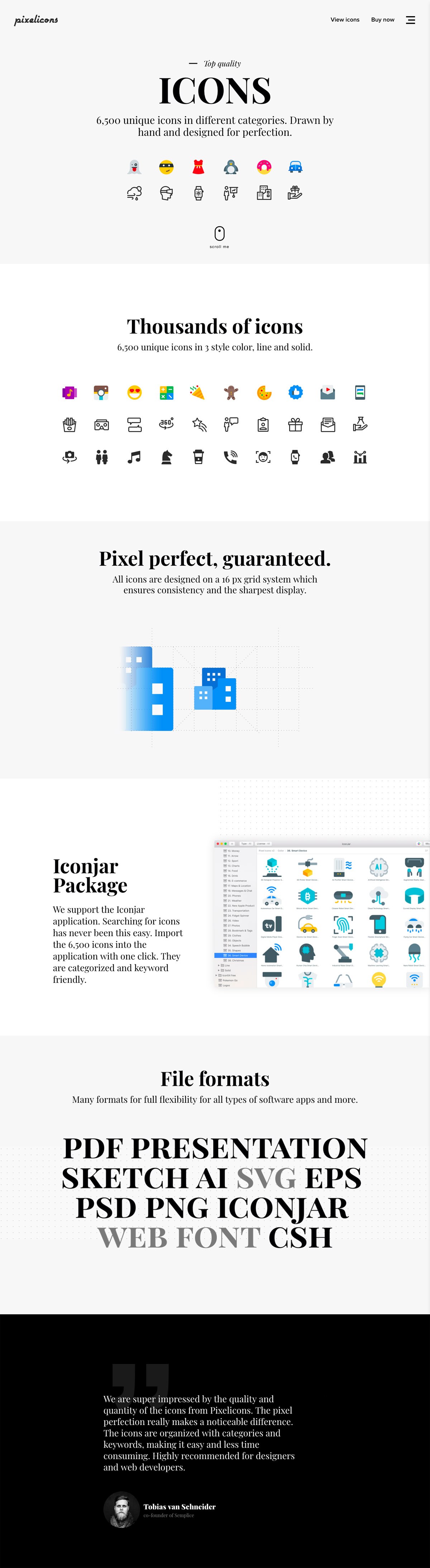 eCommerce website: Pixel Icons