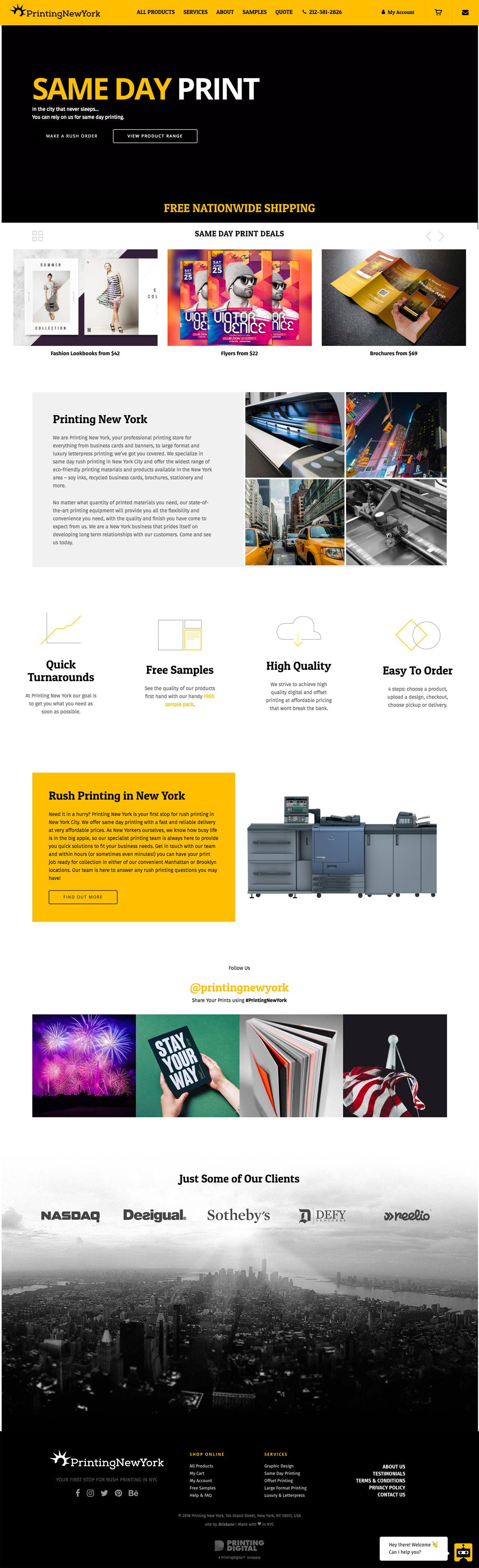 eCommerce website: Printing New York