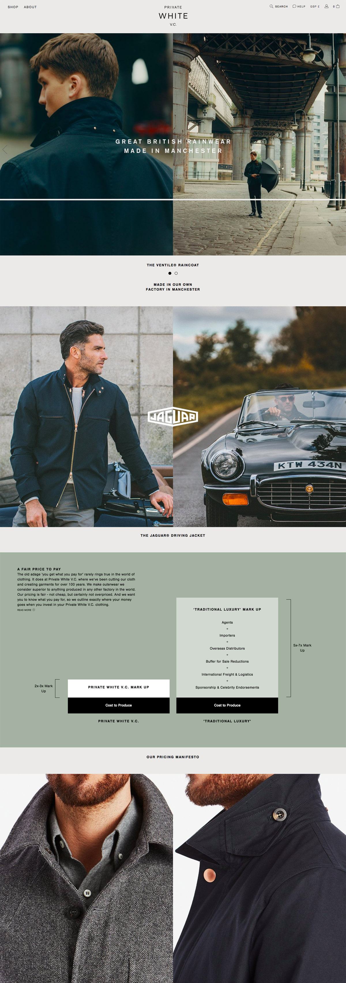 eCommerce website: Private White V.C.