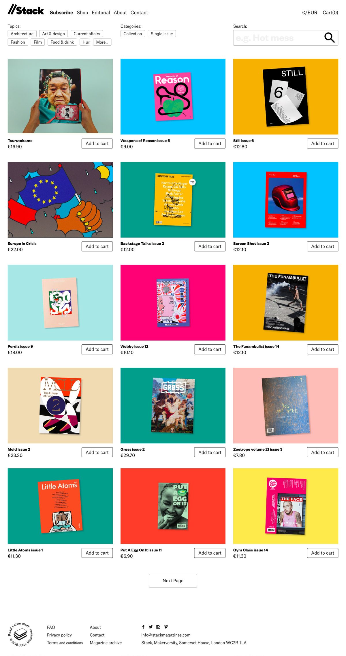 eCommerce website: StackMagazines